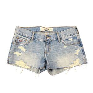 VTG Y2K Hollister Women 0 White Denim Micro Mini Shorts Rave Festival Trendy 00s